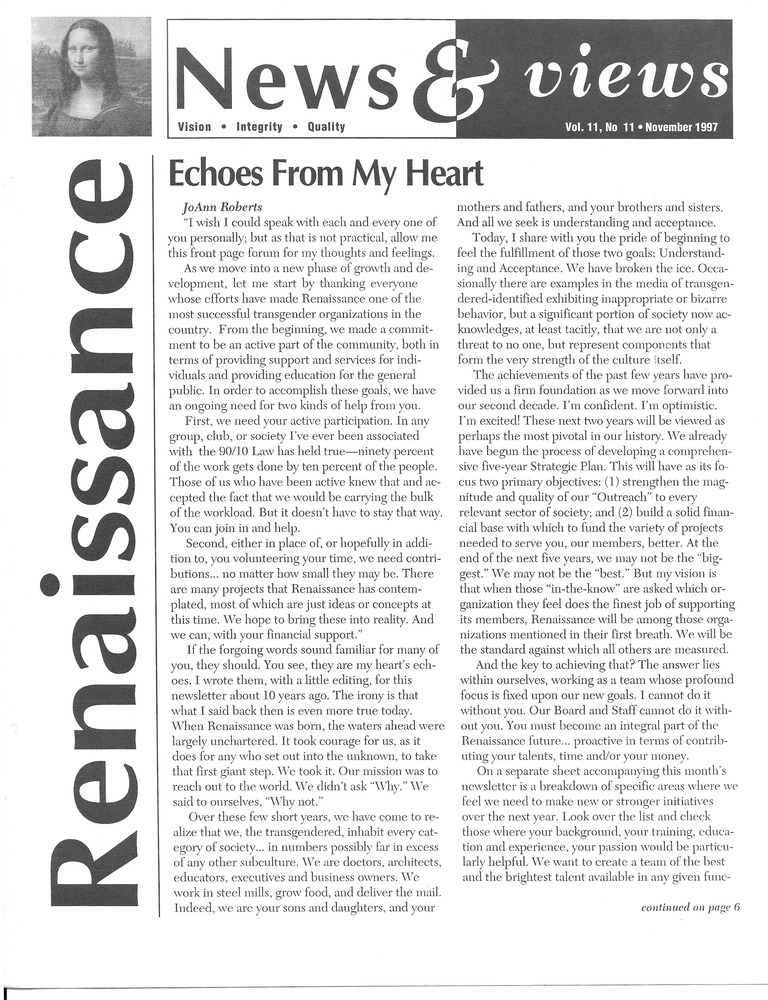 Download the full-sized PDF of Renaissance News & Views Vol. 11, No. 11 (November, 1997)