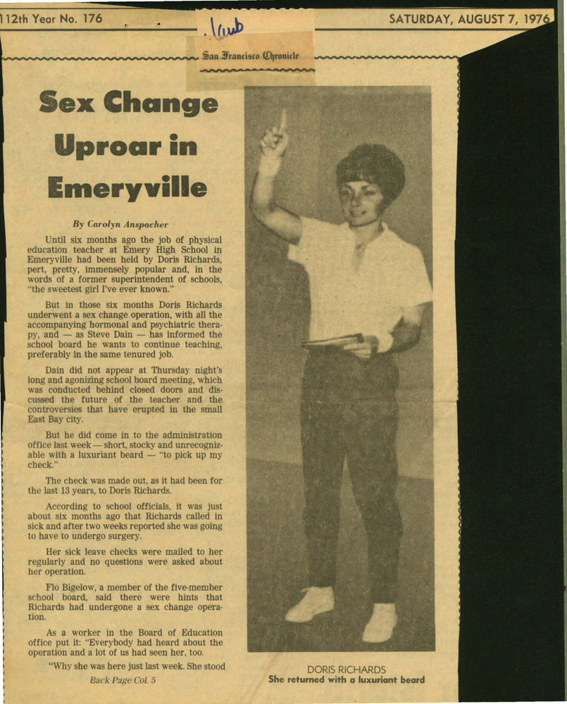 Download the full-sized PDF of Sex Change Uproar in Emeryville