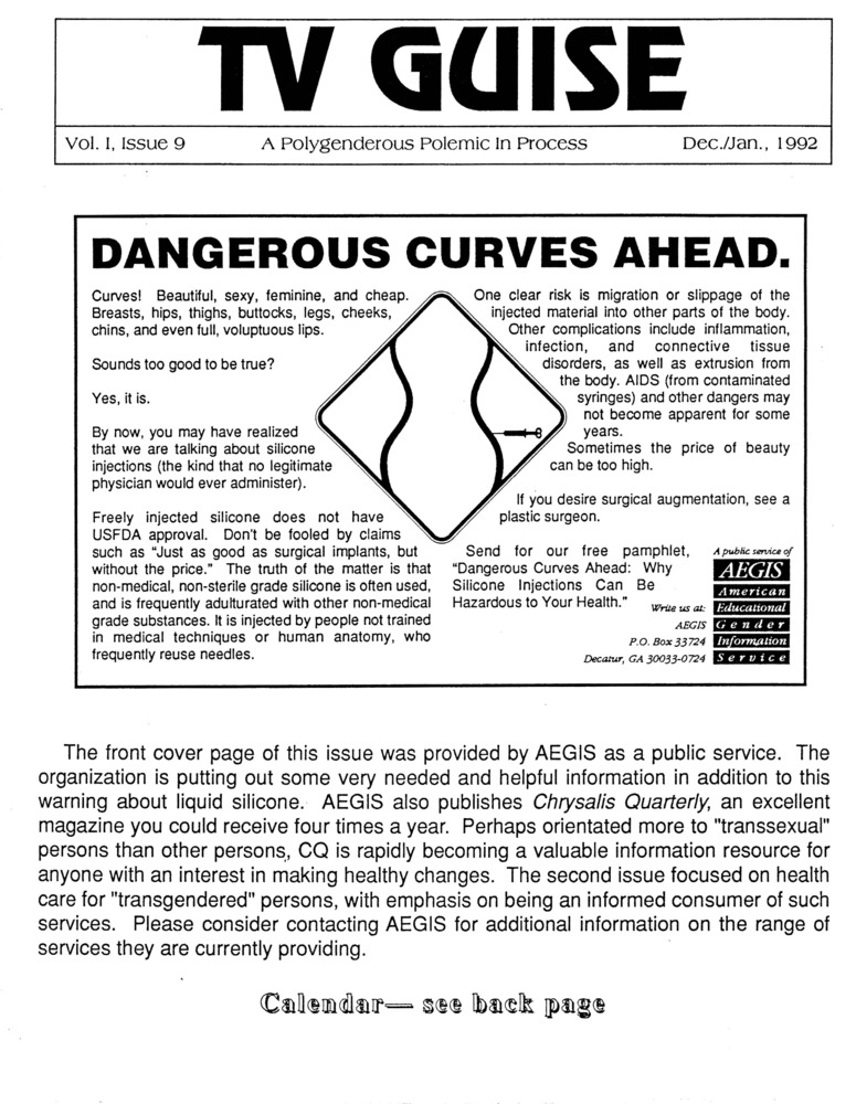 Download the full-sized PDF of TV Guise Vol. 1, Issue 9 (December/January, 1992)