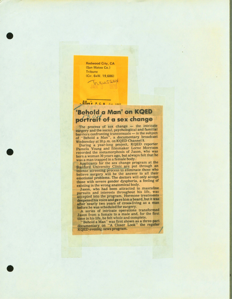 Download the full-sized PDF of 'Behold a Man' on KQED portrait of a sex change