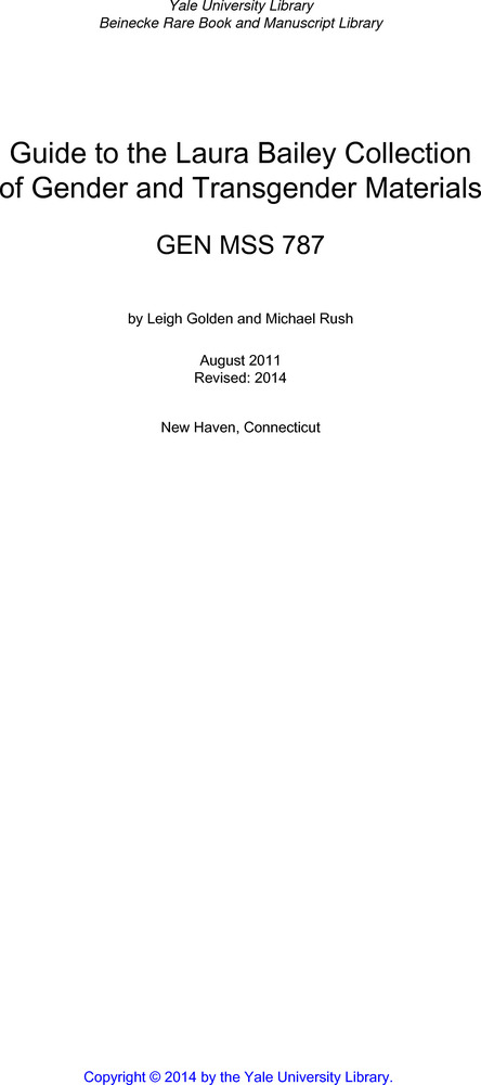 Download the full-sized PDF of Guide to the Laura Bailey Collection of Gender and Transgender Materials