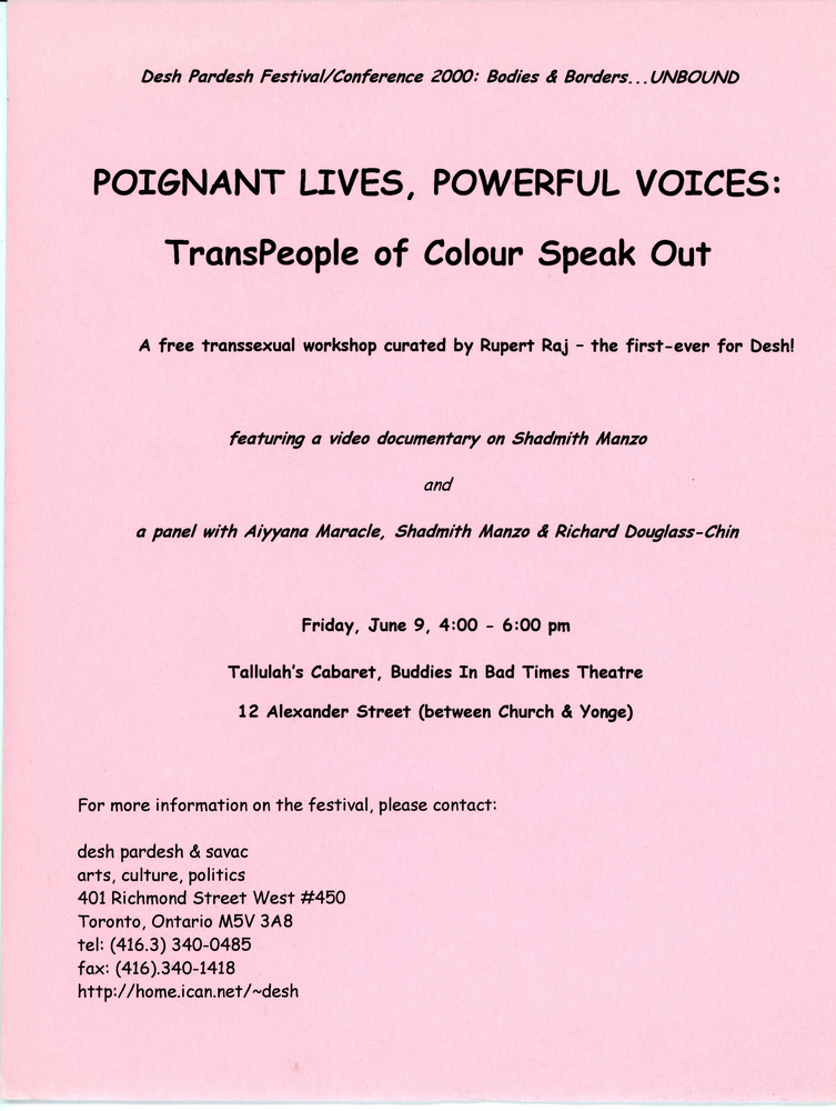 Download the full-sized image of Flyer for Poignant Lives, Powerful Voices