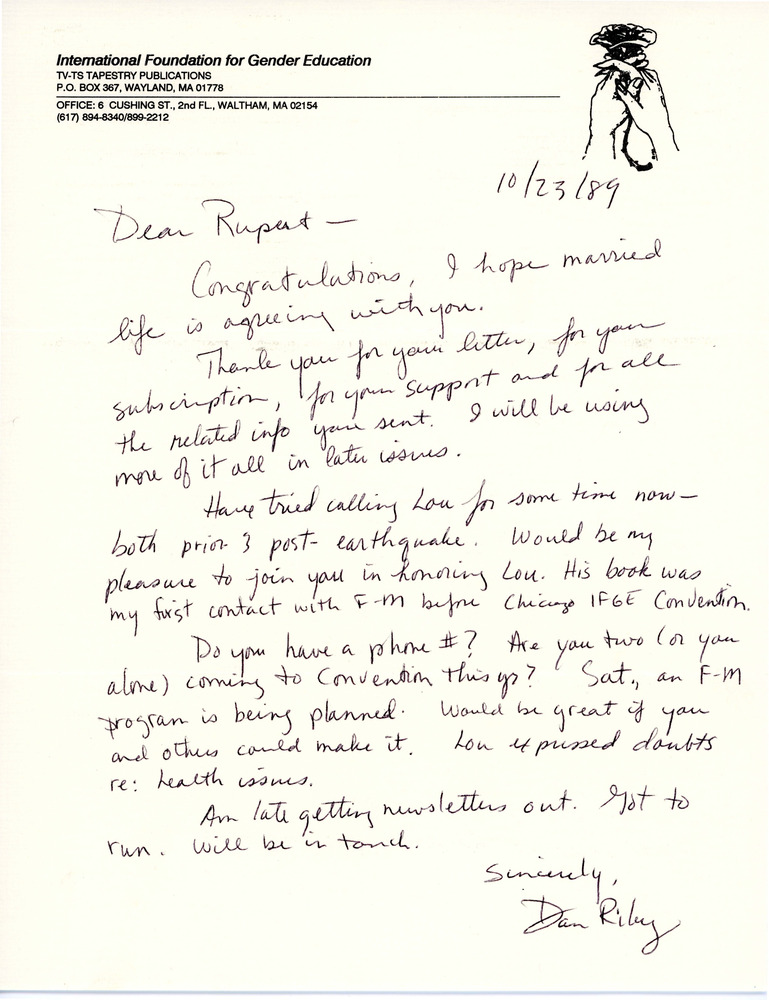 Download the full-sized image of Letter from Dan to Rupert Raj (October 23, 1989)