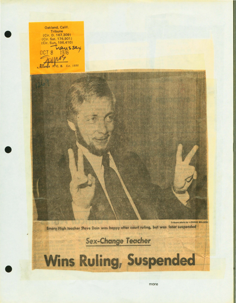Download the full-sized PDF of Sex-Change Teacher: Wins Ruling, Suspended