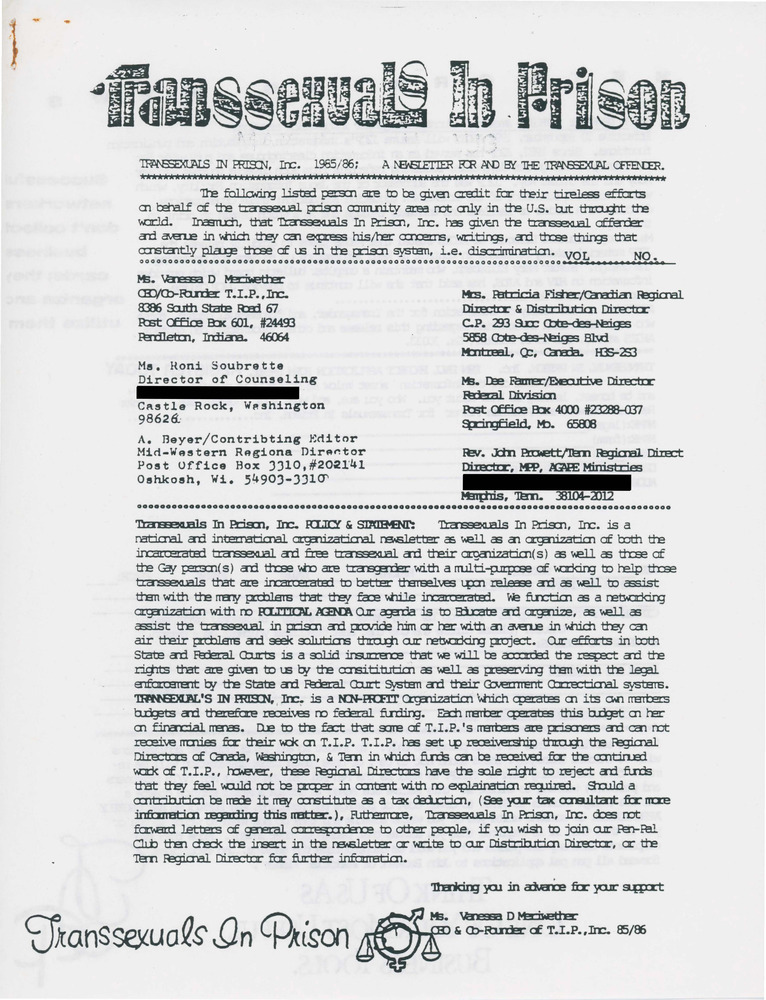Download the full-sized PDF of Transsexuals in Prison (Unnumbered, c. 1992)