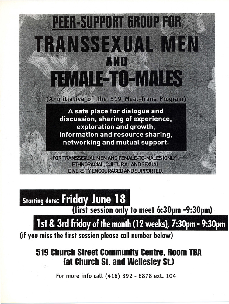 Flyer for an FtM Peer Support Group - Digital Transgender Archive