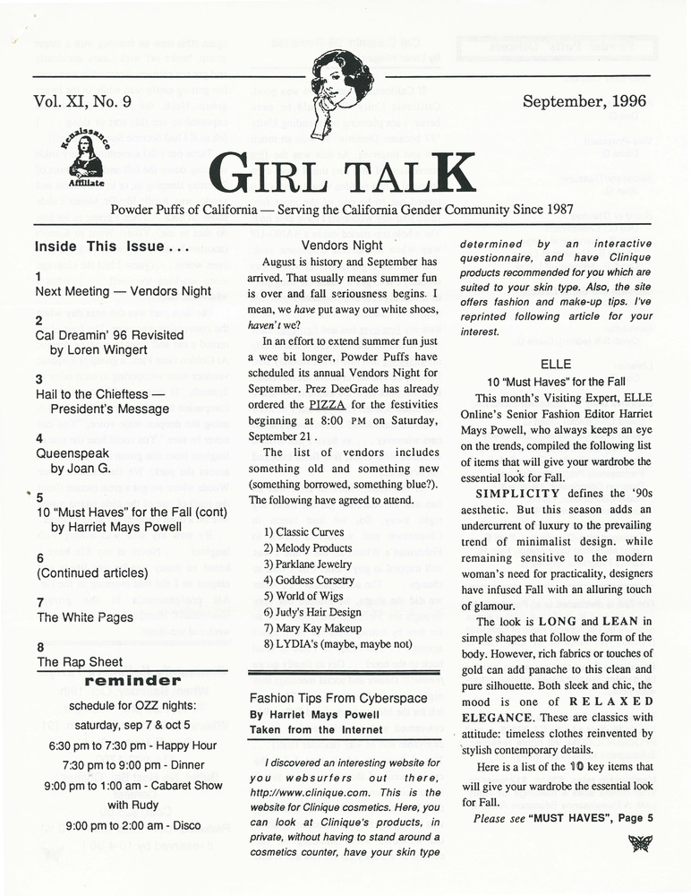 Download the full-sized PDF of Girl Talk, Vol. 11 No. 9 (September, 1996)