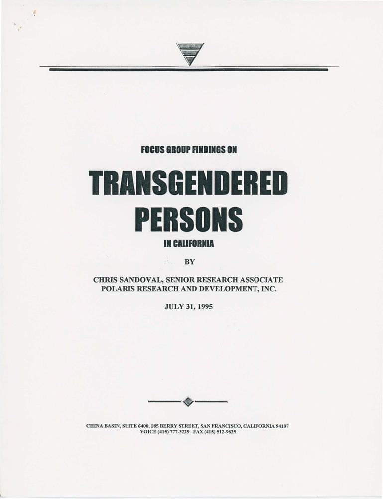 Download the full-sized PDF of Focus Group Findings On Transgendered Persons in California