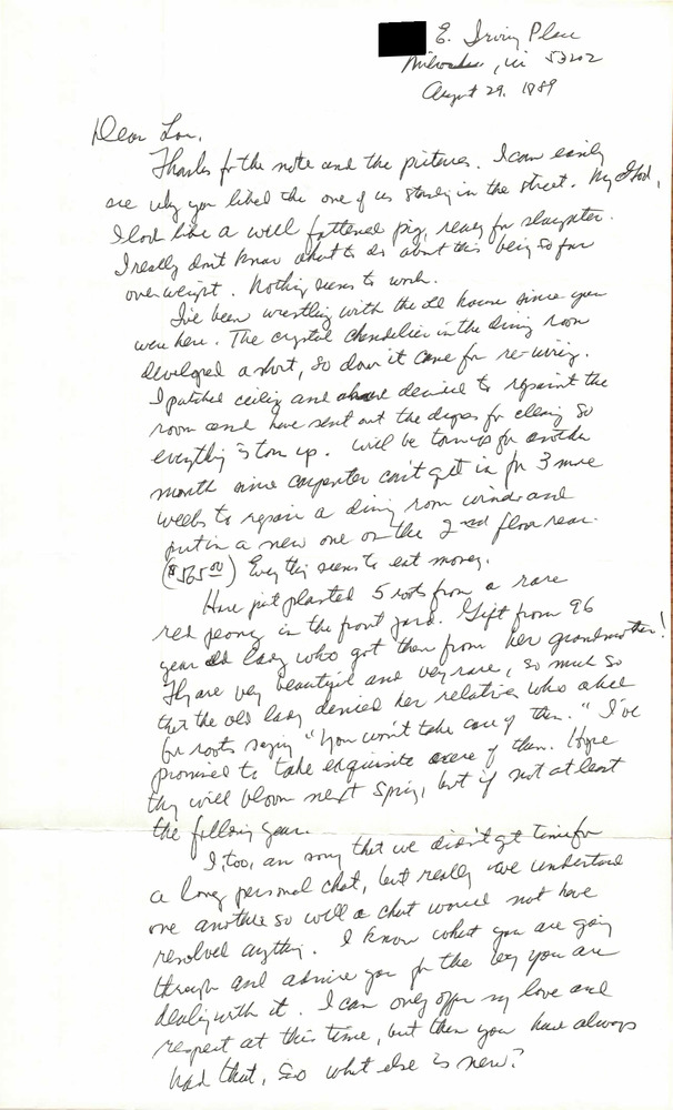 Correspondence from Eldon Murray to Lou Sullivan (August 29, 1989 ...