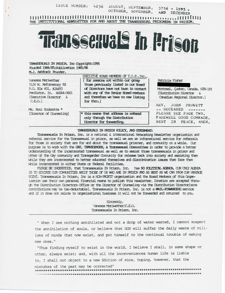 Download the full-sized PDF of Transexuals in Prison, Issue 4236