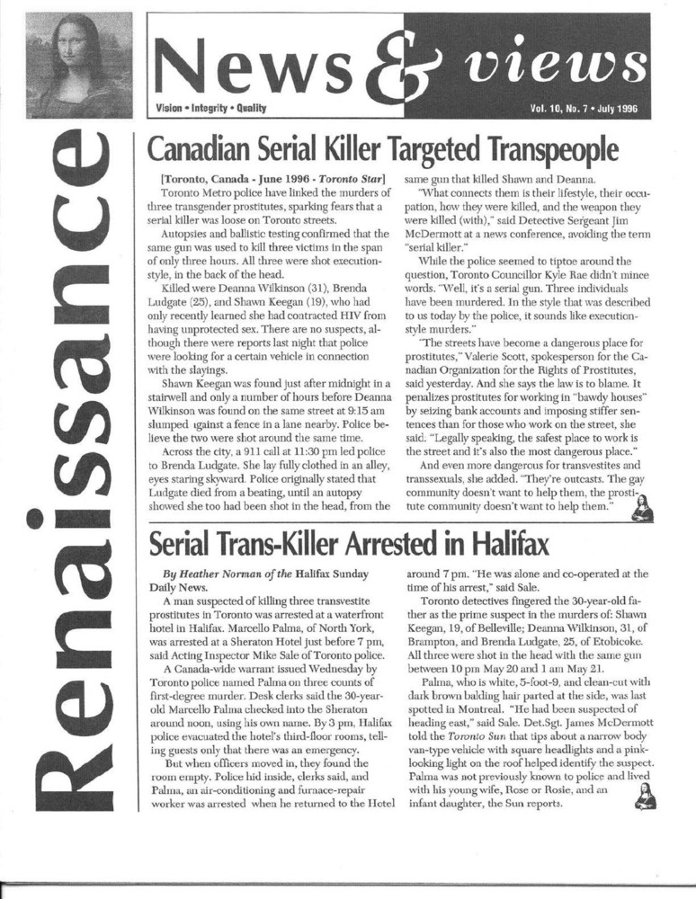 Download the full-sized PDF of Renaissance News & Views Vol. 10, No. 7 (July, 1996)