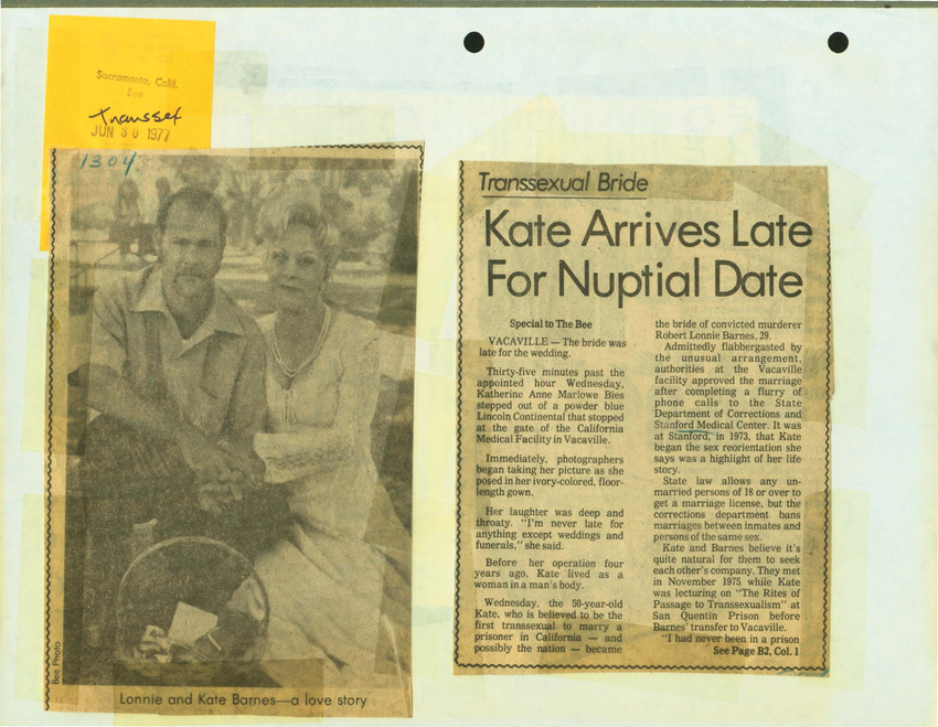 Download the full-sized PDF of Transsexual Bride: Kate Arrives Late for Nuptial Date