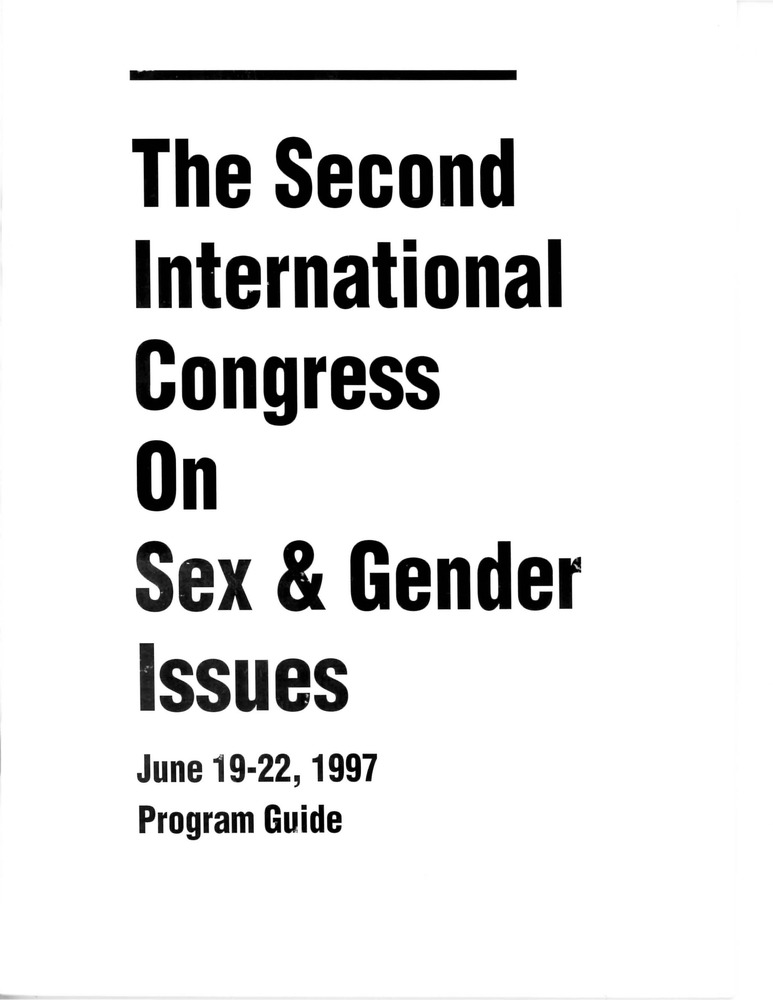 The Second International Congress On Sex And Gender Issues Program Guide