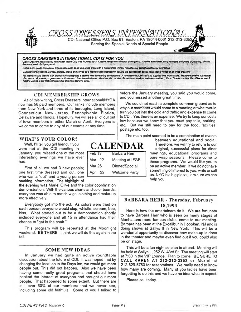 Download the full-sized PDF of Cross Dressers International Vol. 2 No. 6 (February 1993)