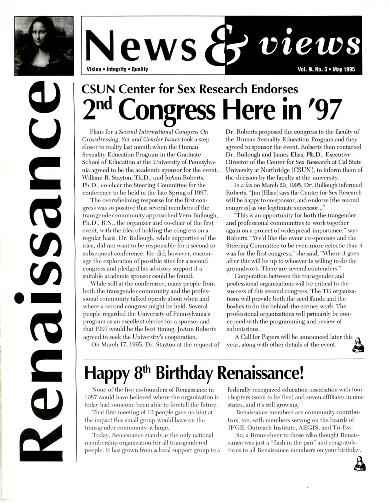 Download the full-sized PDF of Renaissance News & Views, Vol. 9 No. 5 (May 1995)