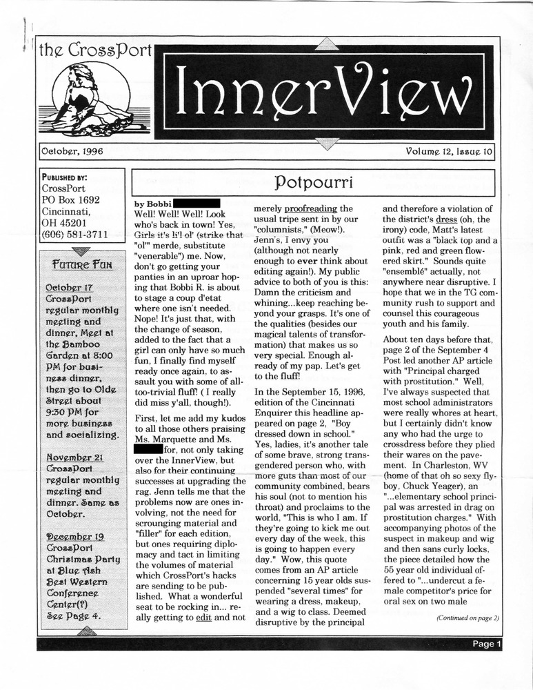 Download the full-sized PDF of Cross-Port InnerView, Vol. 12 No. 10 (October, 1996)