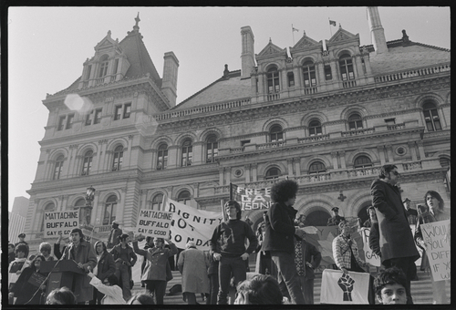 Download the full-sized image of Sylvia Rivera On Steps with Gay Rights Demonstrators