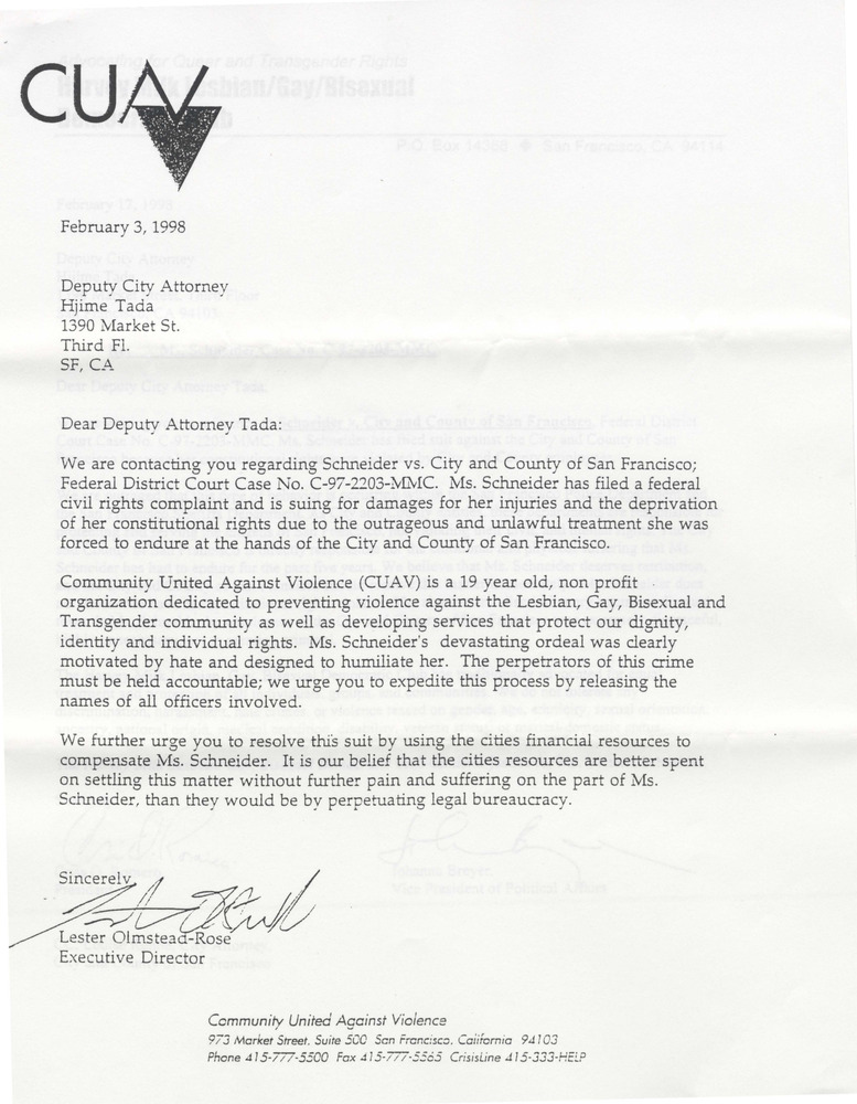 Download the full-sized PDF of Lester Olmstead-Rose letter