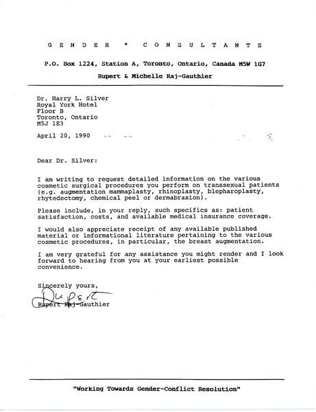 Download the full-sized image of Letter from Rupert Raj to Dr. Harry L. Silver (April 20, 1990)
