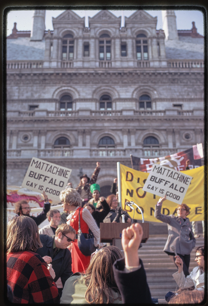 Download the full-sized image of Marsha P. Johnson and Sylvia Rivera in a Crowd During Gay Rights Demonstration