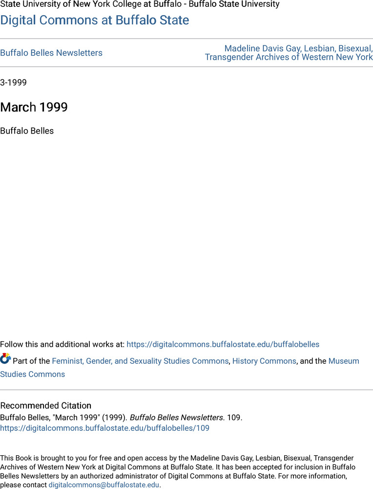 Download the full-sized PDF of Buffalo Belles Vol. 8 No. 3 (March, 1999)