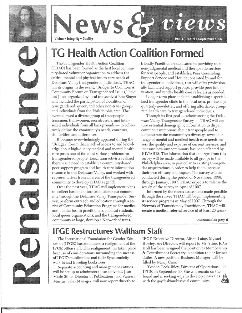 Download the full-sized PDF of Renaissance News & Views Vol. 10, No. 10 (October, 1996)