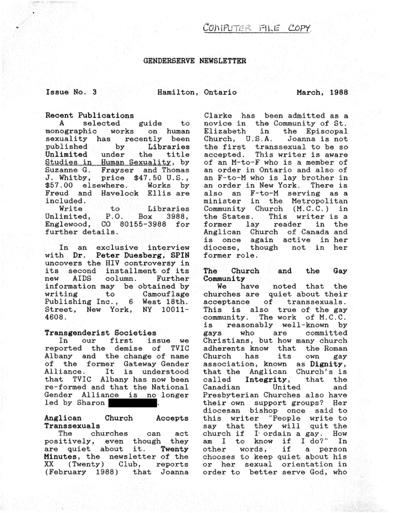 Download the full-sized PDF of GenderServe Newsletter Issue No. 3 (March 1988)