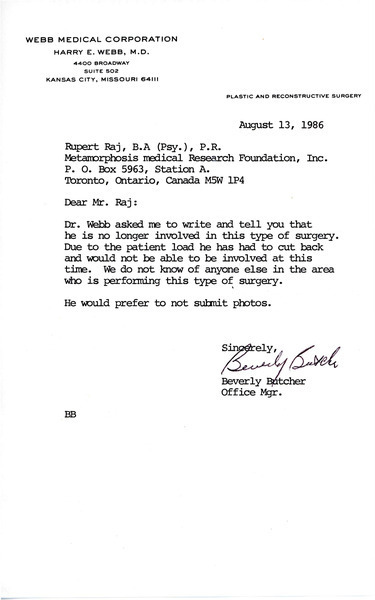 Download the full-sized image of Letter from Beverly Butcher to Rupert Raj (August 13, 1986)