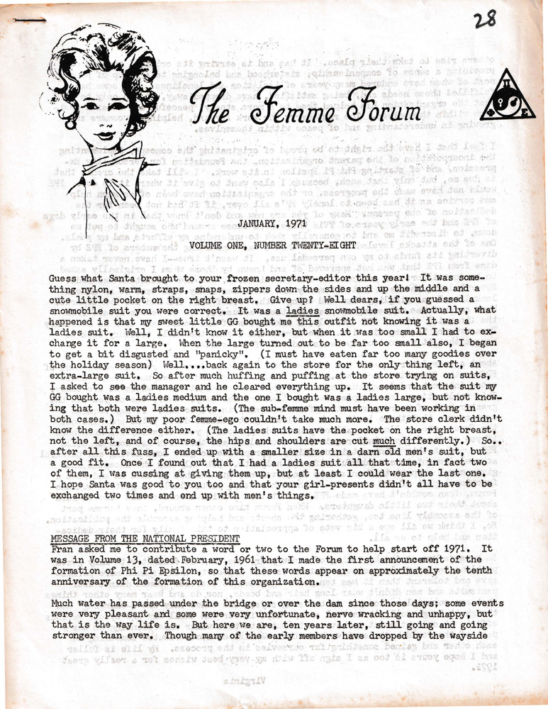 Download the full-sized PDF of The Femme Forum, Vol. 1 No. 28 (January, 1971)