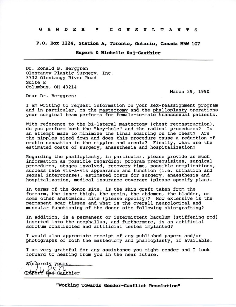 Download the full-sized image of Letter From Rupert Raj to Dr. Ronald B. Berggren (March 29, 1990)