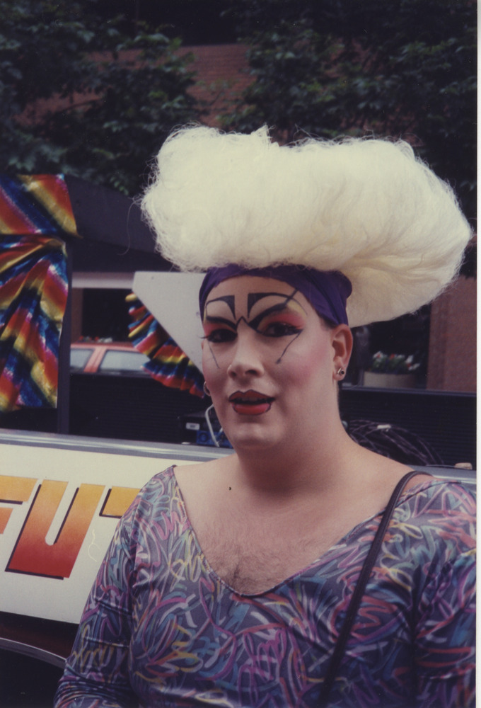Download the full-sized image of Photograph of Person in Colorful Attire at Pride