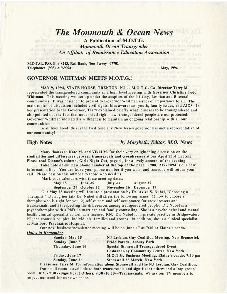 Download the full-sized PDF of The Monmouth & Ocean News (May 1994)