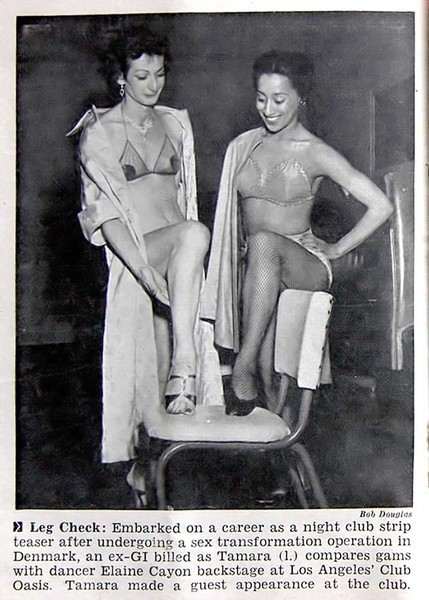 Download the full-sized image of Leg Check: Tamara Rees Backstage at Los Angeles' Club Oasis with Elaine Cayon