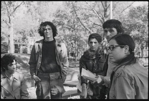 Download the full-sized image of A Photograph of Sylvia Rivera and Small Group of Protesters Standing Together