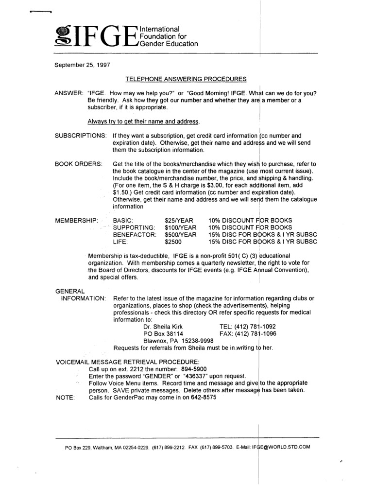 Download the full-sized PDF of IFGE Telephone Answering Procedures