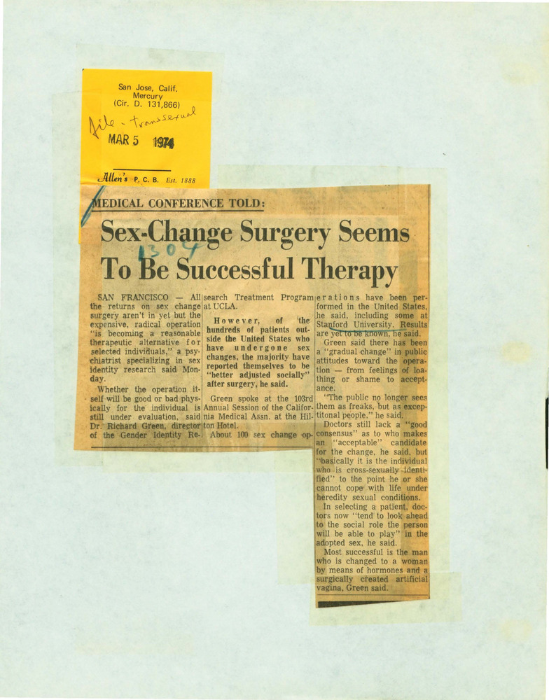 Download the full-sized PDF of Medical Conference Told: Sex-Change Surgery Seems To Be Successful Therapy