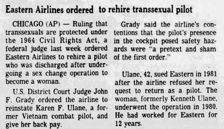 Download the full-sized PDF of Eastern Airlines Ordered to Rehire Transsexual Pilot